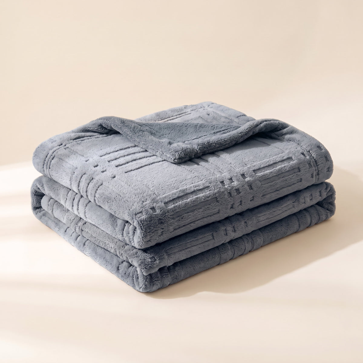 Pavo Embossed Grid Blanket in Steel Blue, Style Room