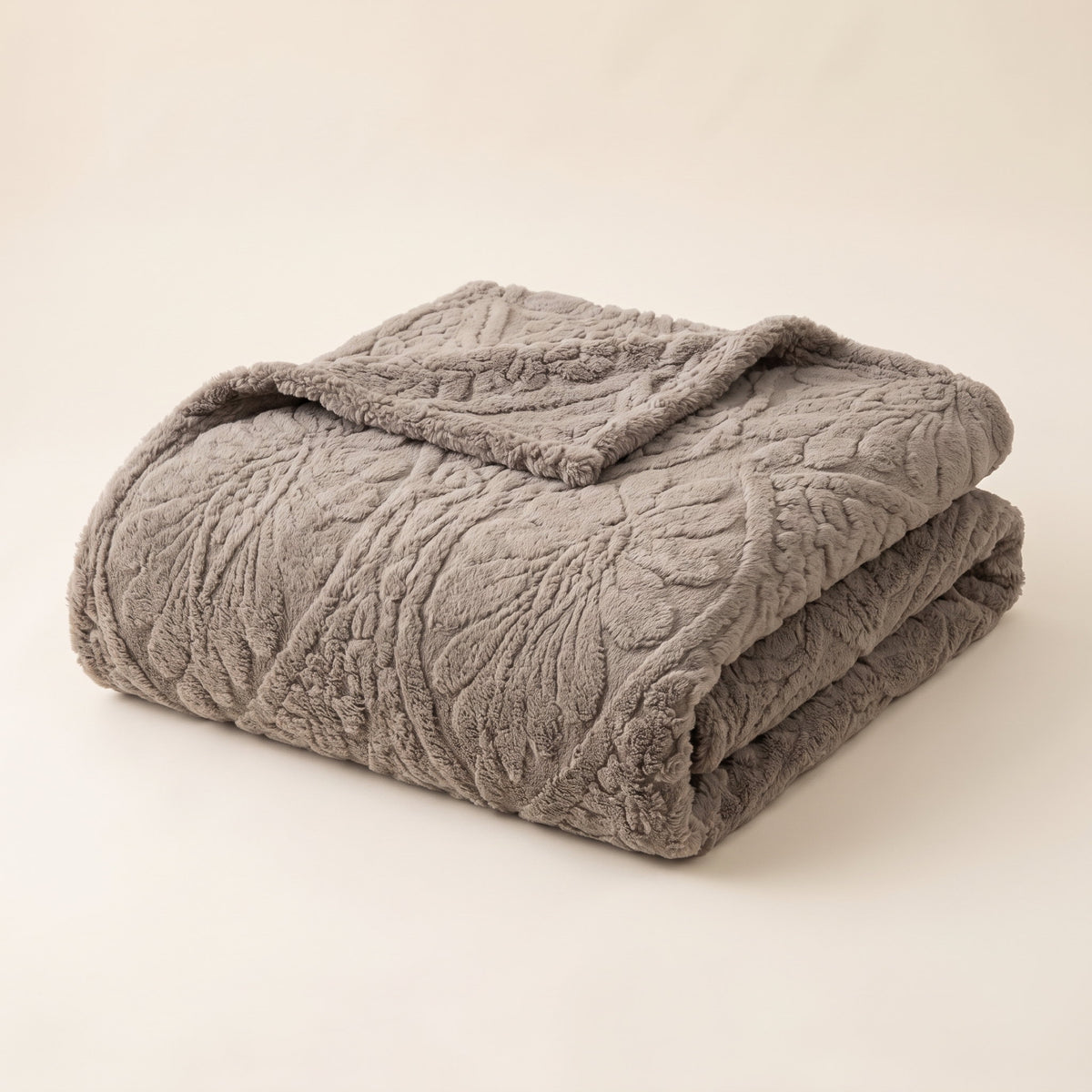 Pavo Jacquard Fleece Blanket in Cocoa Stone, Style Room