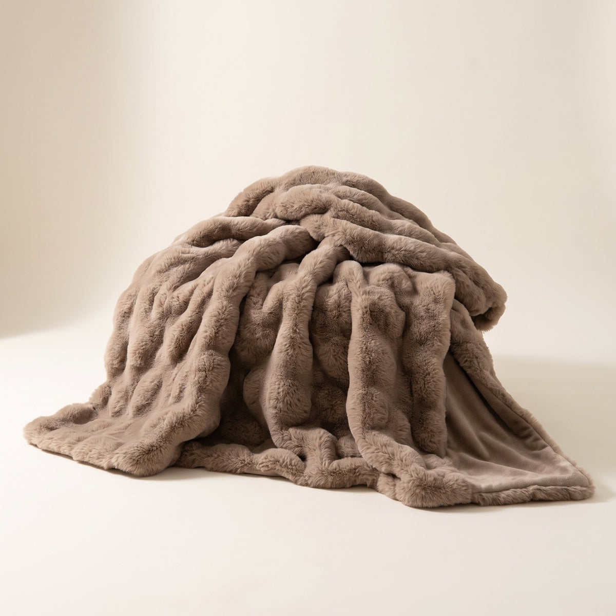 Raven faux-fur blanket throw in espresso, softly draped, Style Room