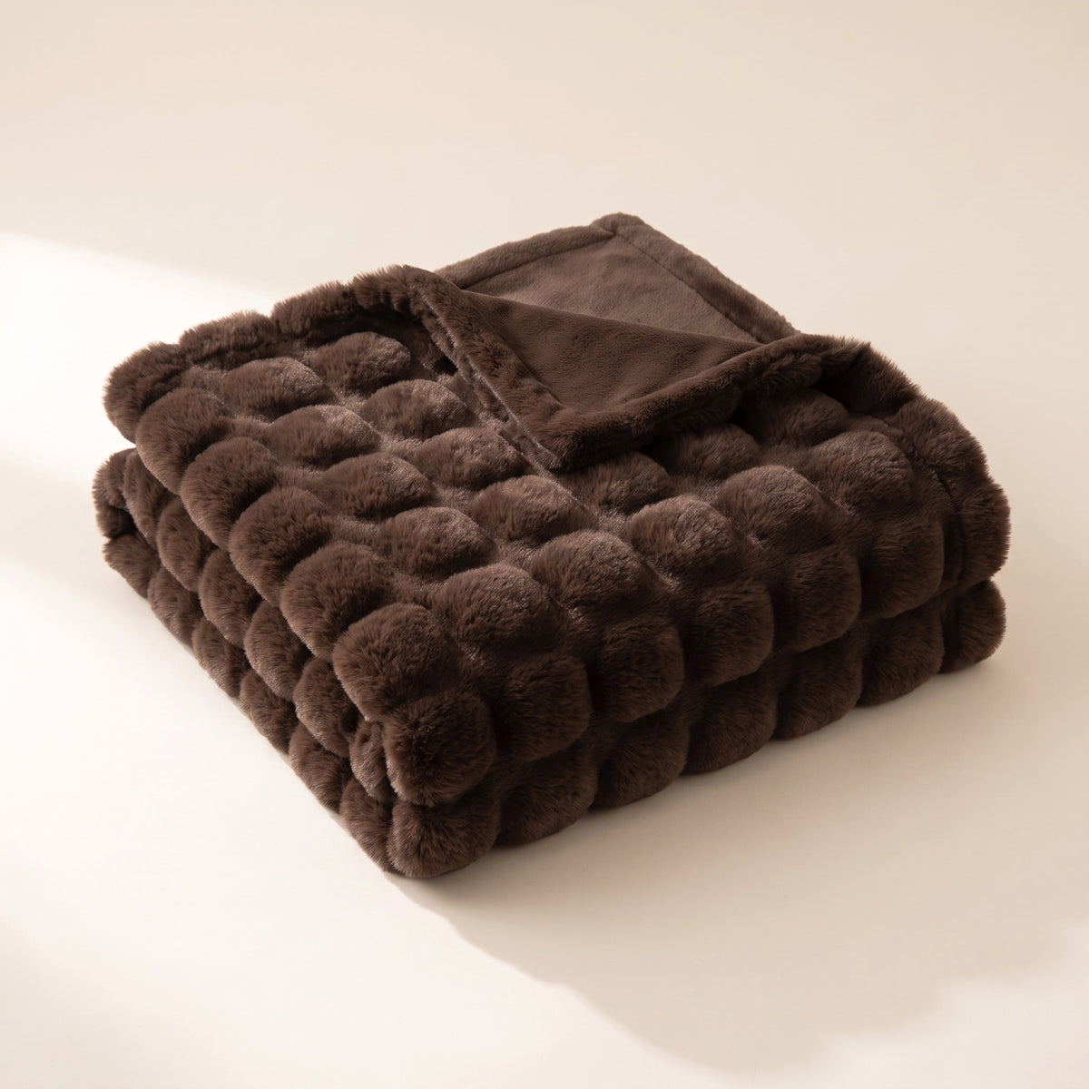 Raven Faux-Fur Blanket Throw in Espresso, Style Room
