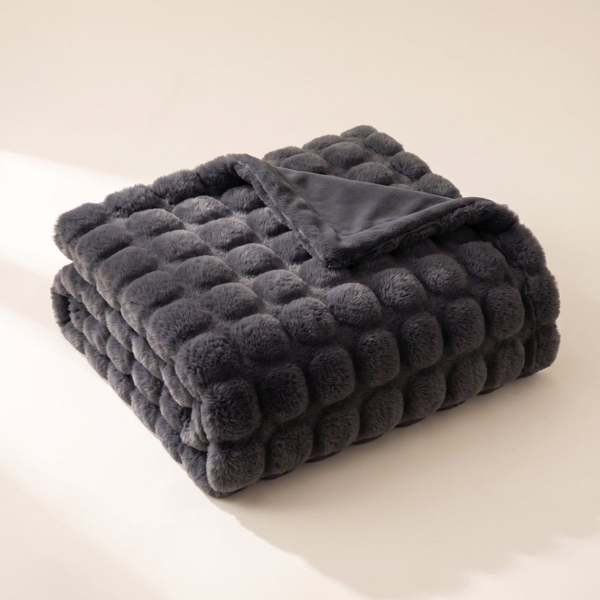 Raven Faux-Fur Blanket Throw in Shadow, Style Room