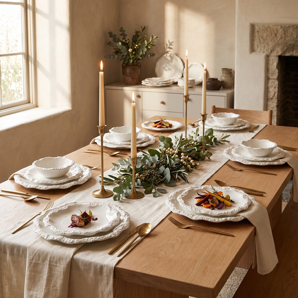 Ravon plate set with rock-textured rim, view 3