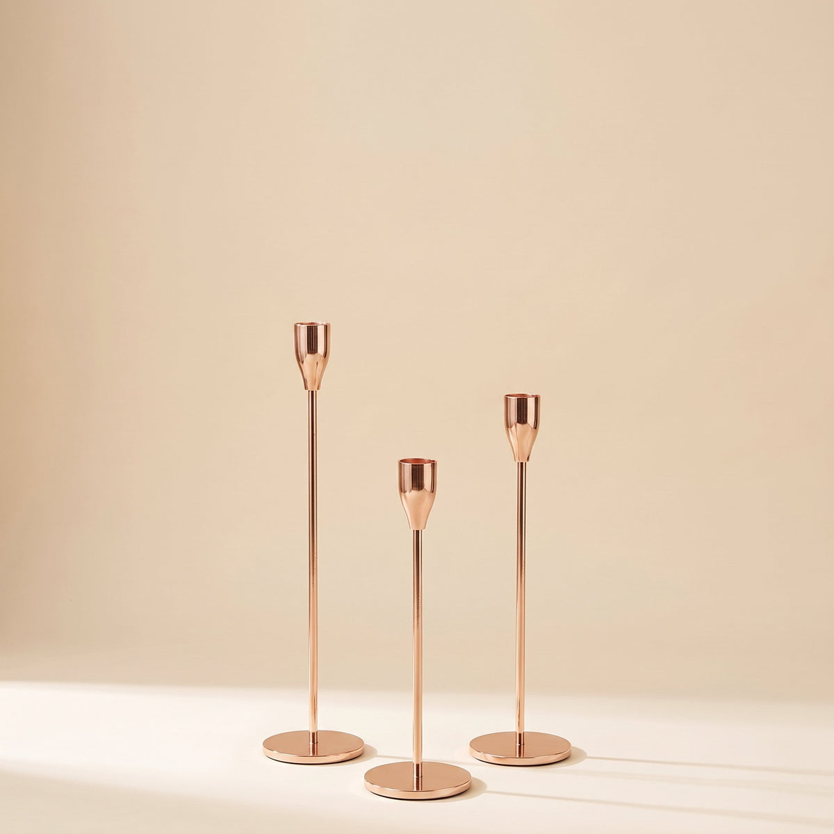 Sable Candle Holders Set in Rose Gold, Style Room