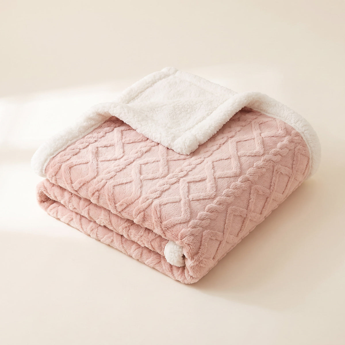 Sable Sherpa Blanket in Blush Pink, Style Room
