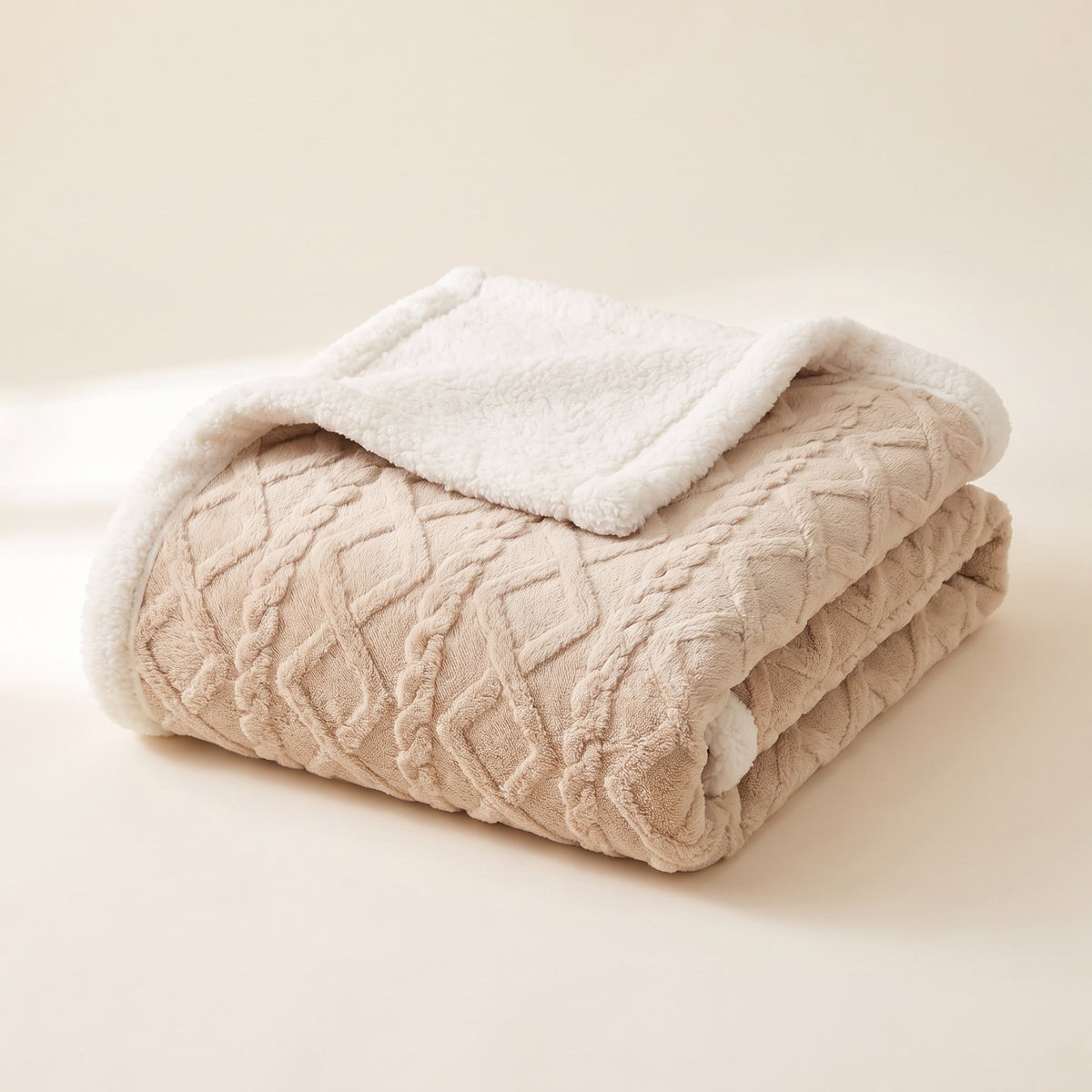 Sable Sherpa Blanket in Latte, Style Room