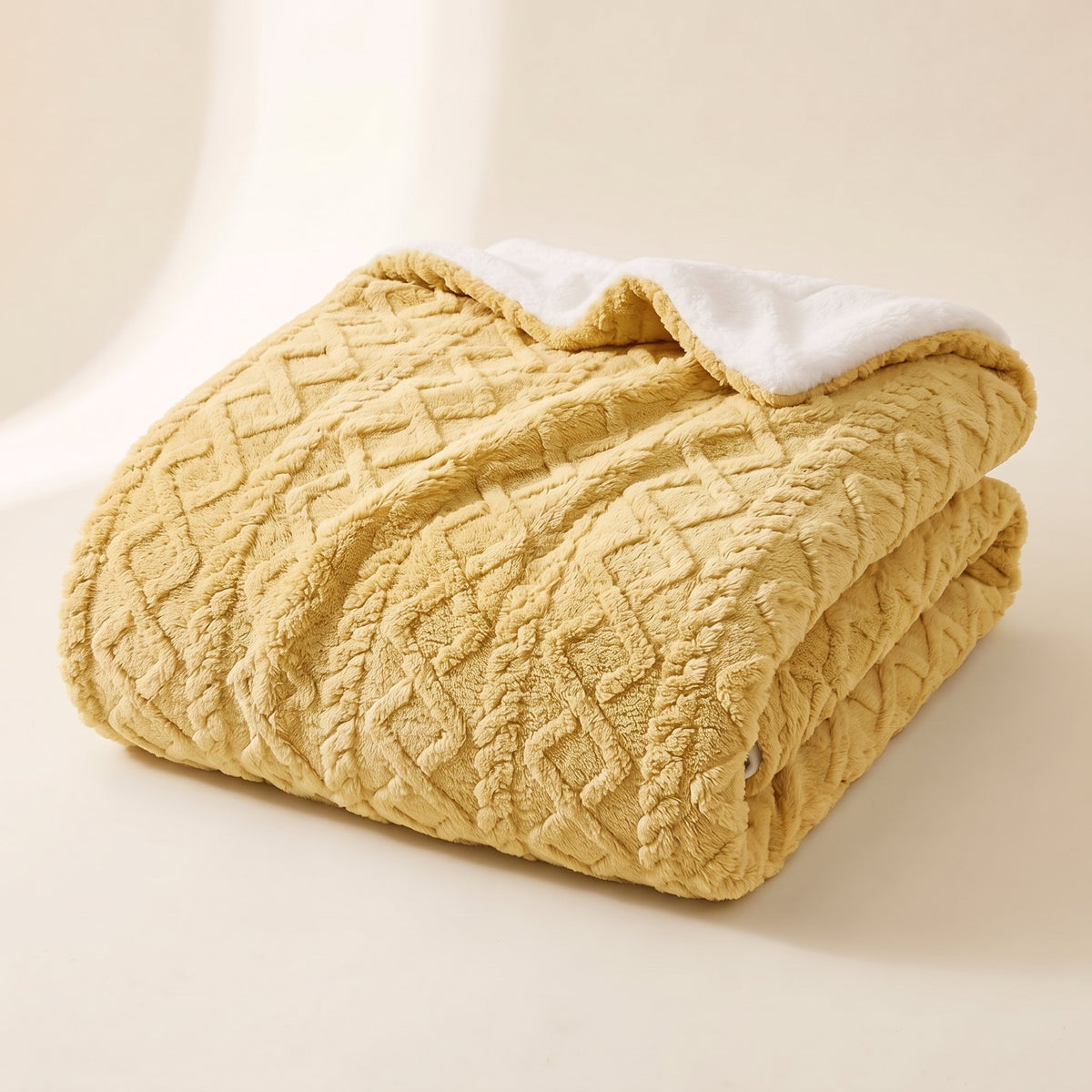 Sable Sherpa Blanket in Sunshine Yellow, Style Room
