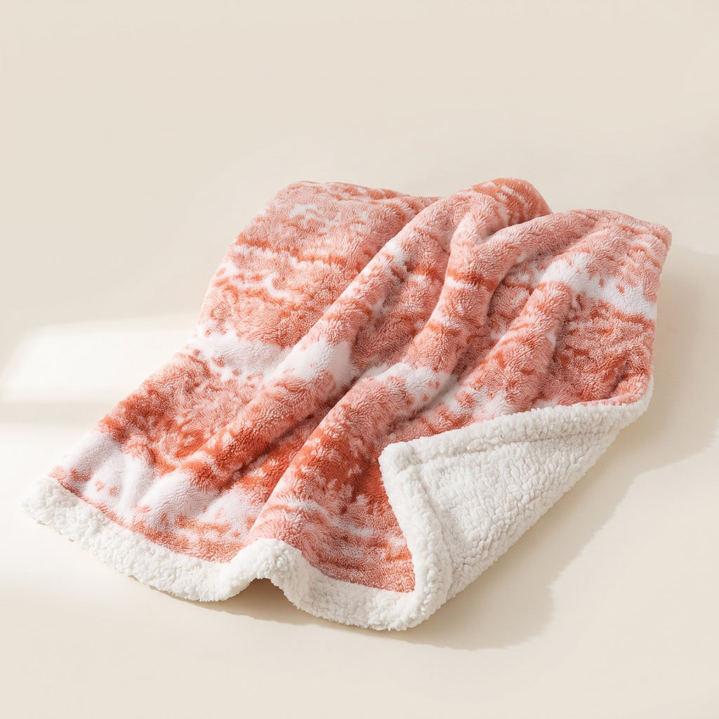 Seraphina coral and cream velvet blanket with sherpa reverse, Style Room