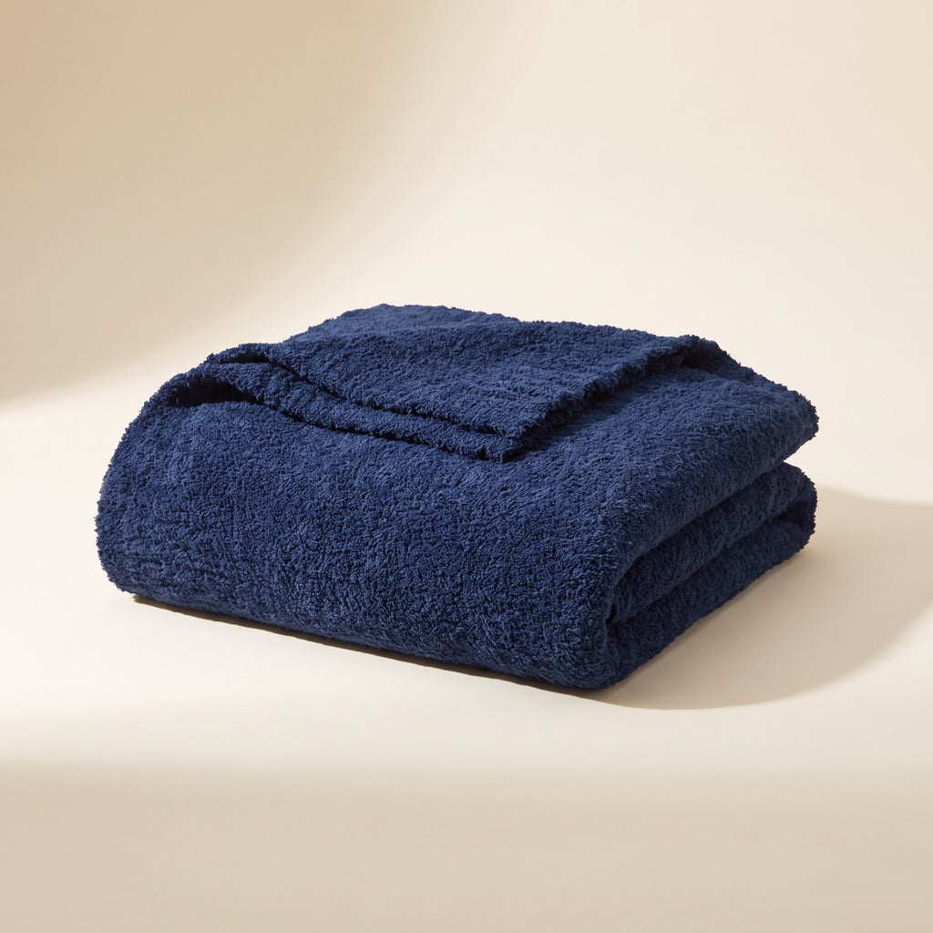 Seren navy knitted half-velvet throw blanket, Style Room