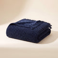 Seren Knit Throw Blanket in Dark Navy Blue, Style Room