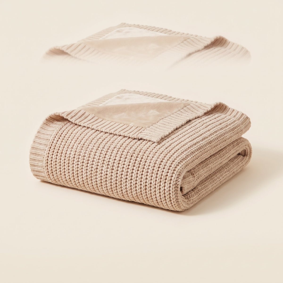 Seren Knit Throw Blanket in Light Beige, Style Room