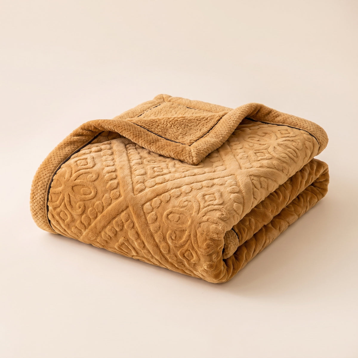 Vela Velvet Sherpa Blanket in Caramel, Style Room