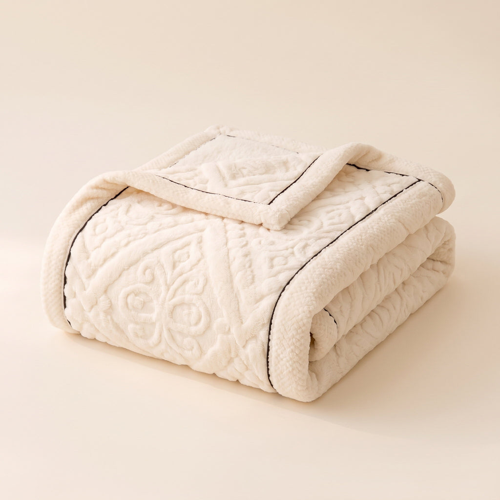 Vela Velvet Sherpa Blanket in Milkshake White, Style Room