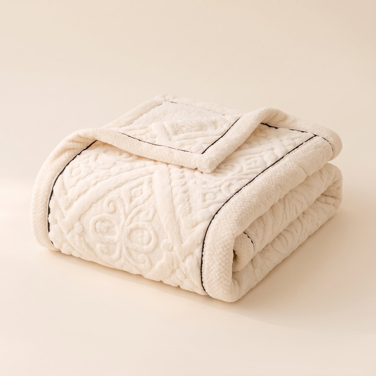 Vela Velvet Sherpa Blanket in Milkshake White, Style Room
