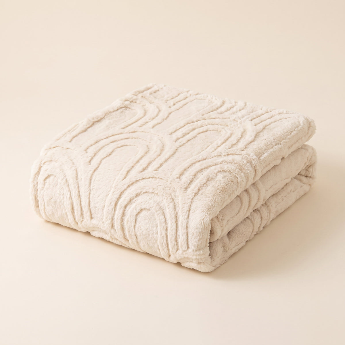 Viora Arch Plush Blanket in Ivory Cream, Style Room