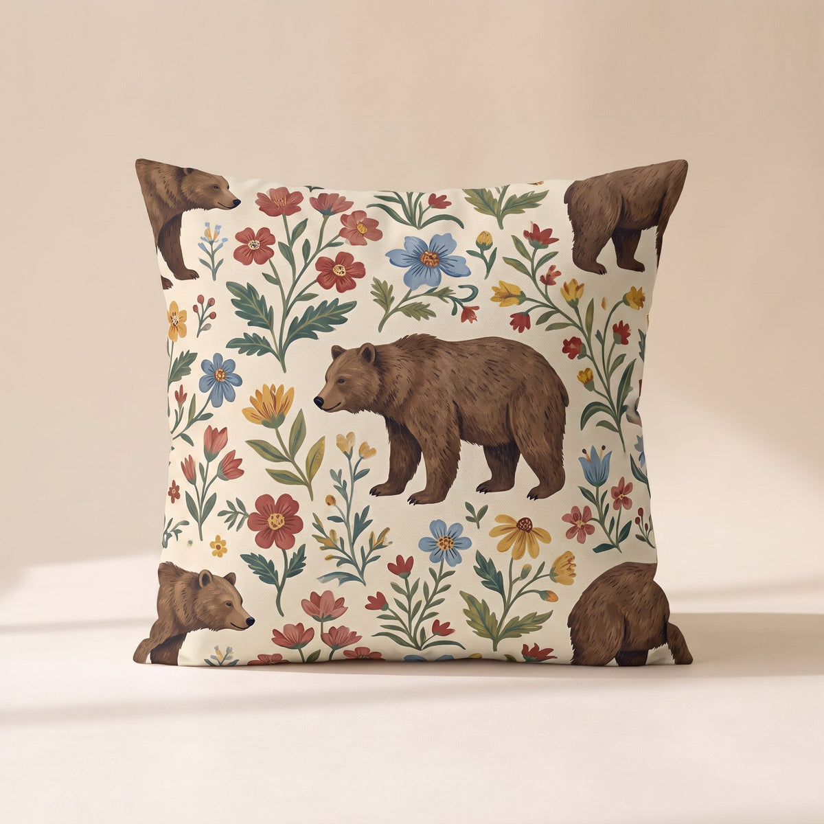 Zara Cushion Cover in Floral Bears, Style Room