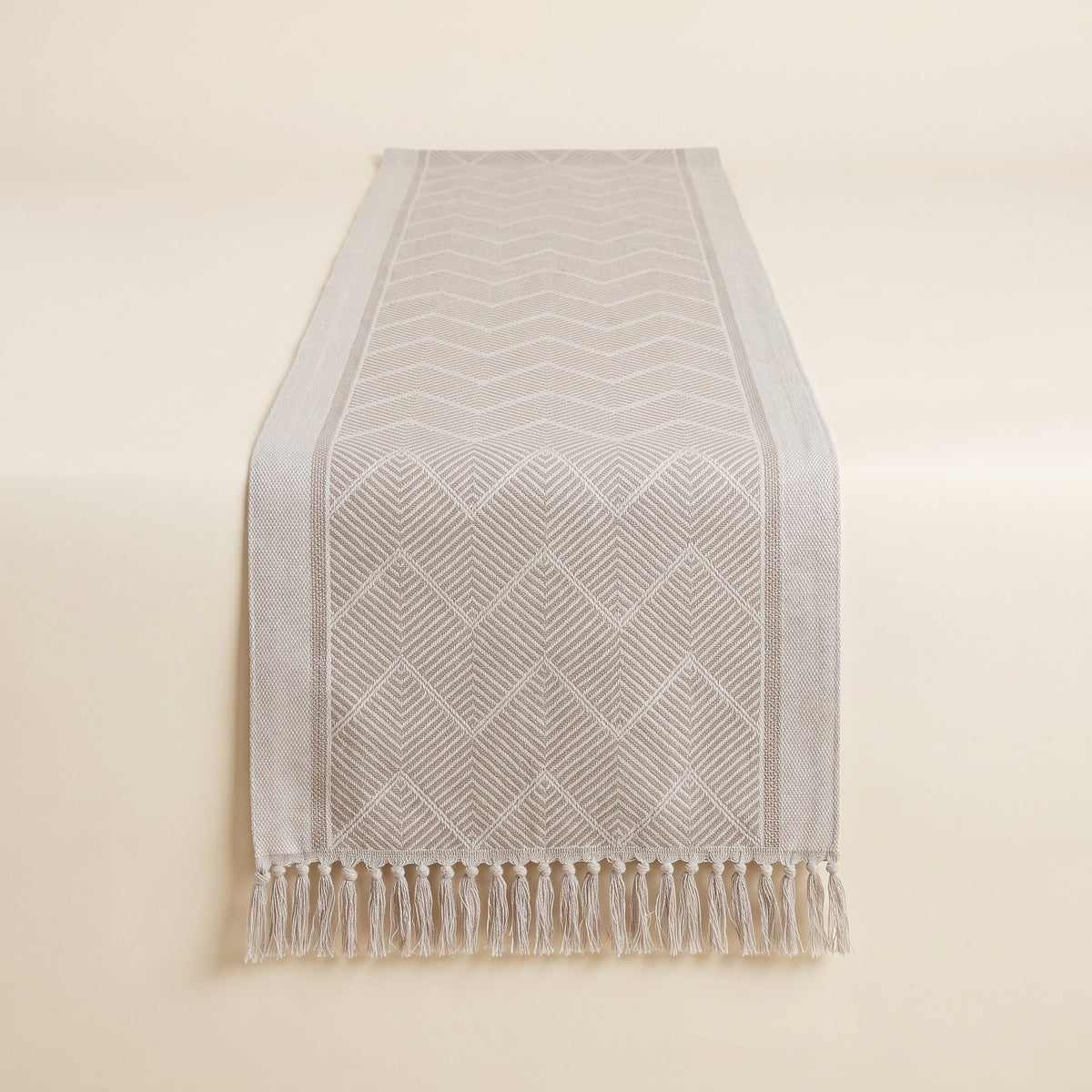 Zara Loom Table Runner in Soft Gray, Style Room