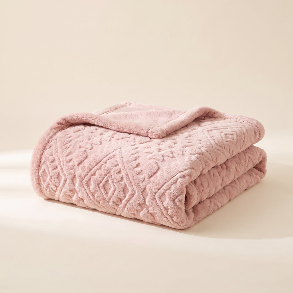 Zyra Throw Blanket in Blush Pink, Style Room