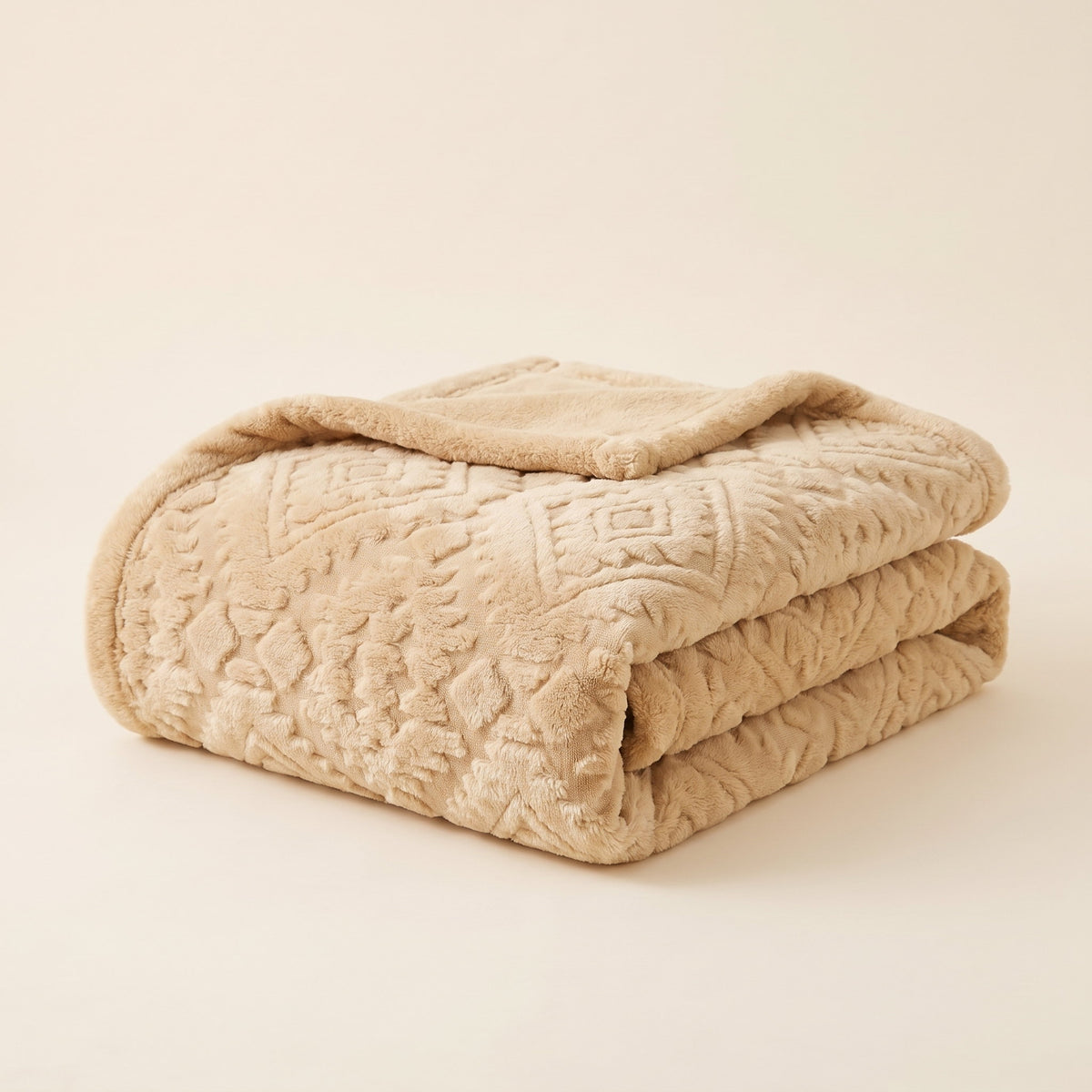 Zyra Throw Blanket in Warm Beige, Style Room